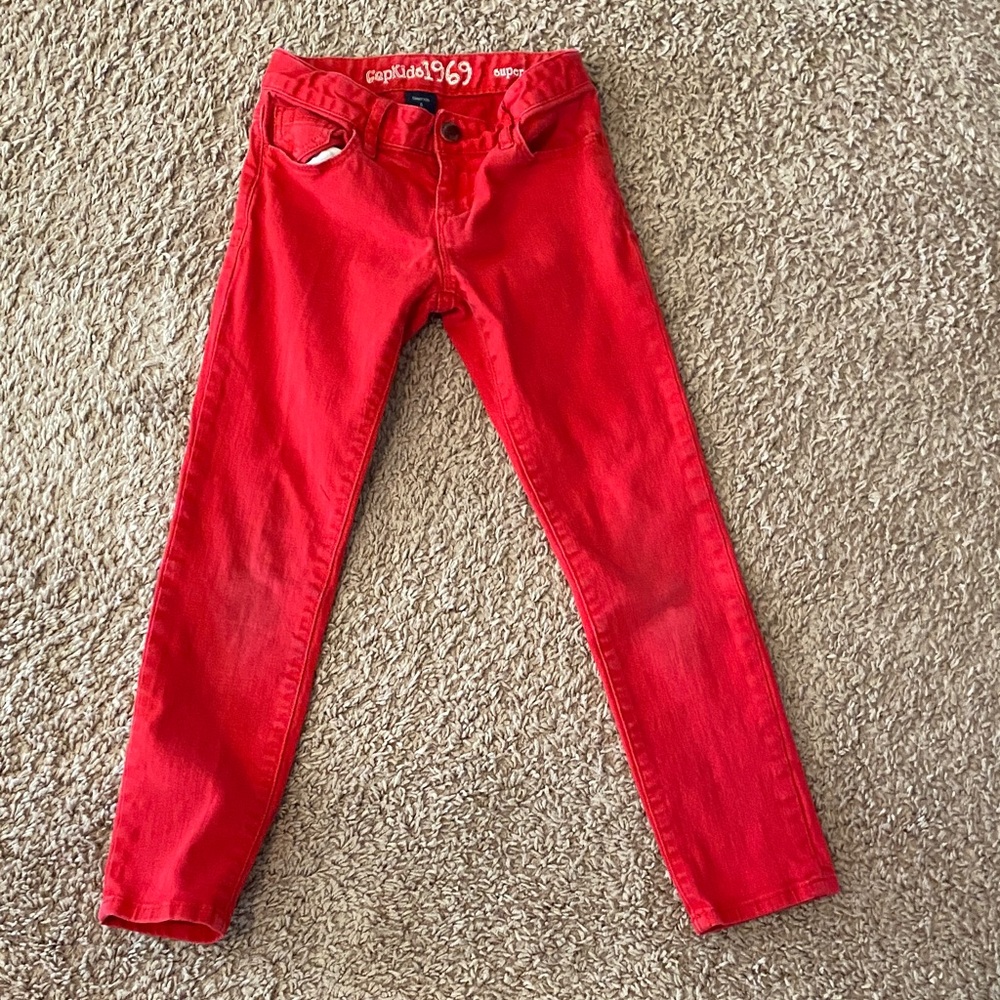 Gap kids Vibrant Red super skinny Jeans adjustable waist size 6